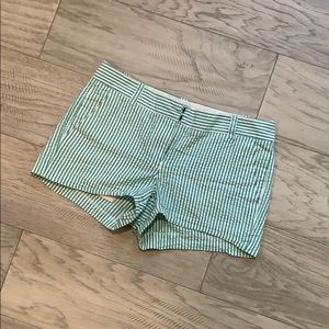 Green & white seersucker J. Crew shorts, size 2